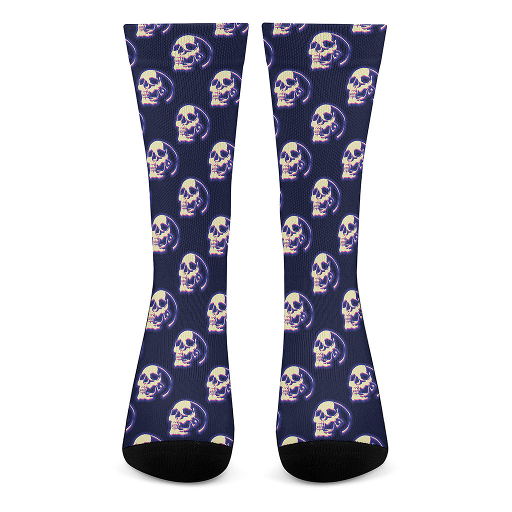 Trippy Skull Pattern Print Crew Socks