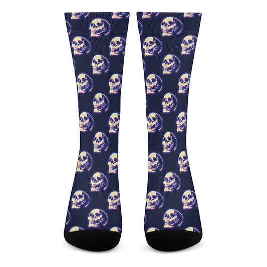 Trippy Skull Pattern Print Crew Socks