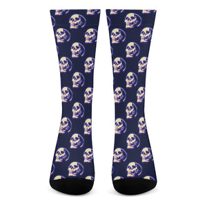 Trippy Skull Pattern Print Crew Socks