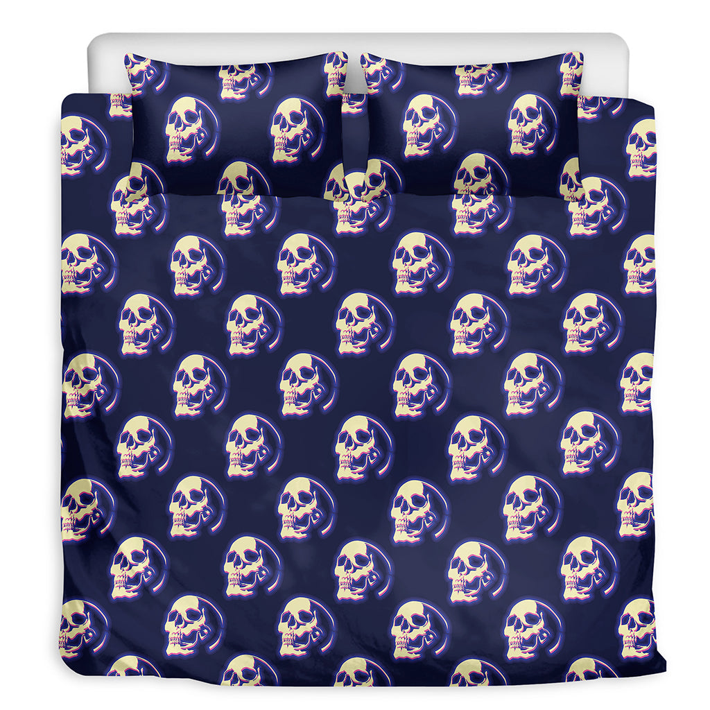 Trippy Skull Pattern Print Duvet Cover Bedding Set