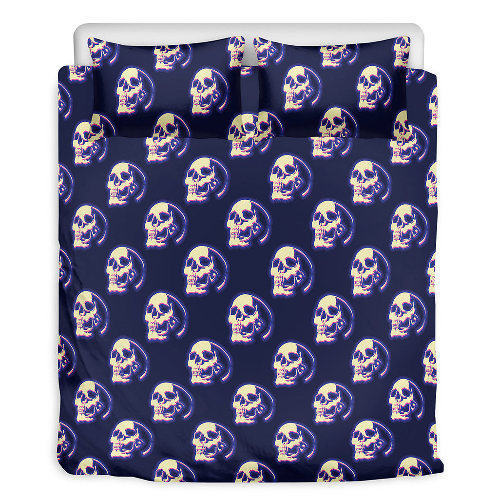 Trippy Skull Pattern Print Duvet Cover Bedding Set