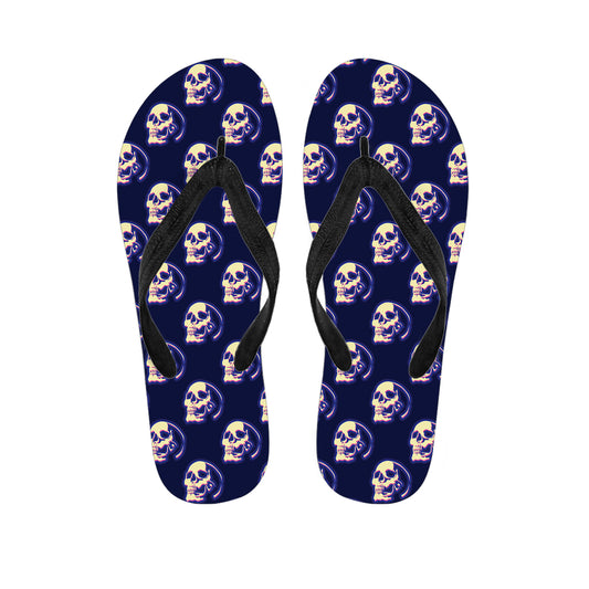 Trippy Skull Pattern Print Flip Flops