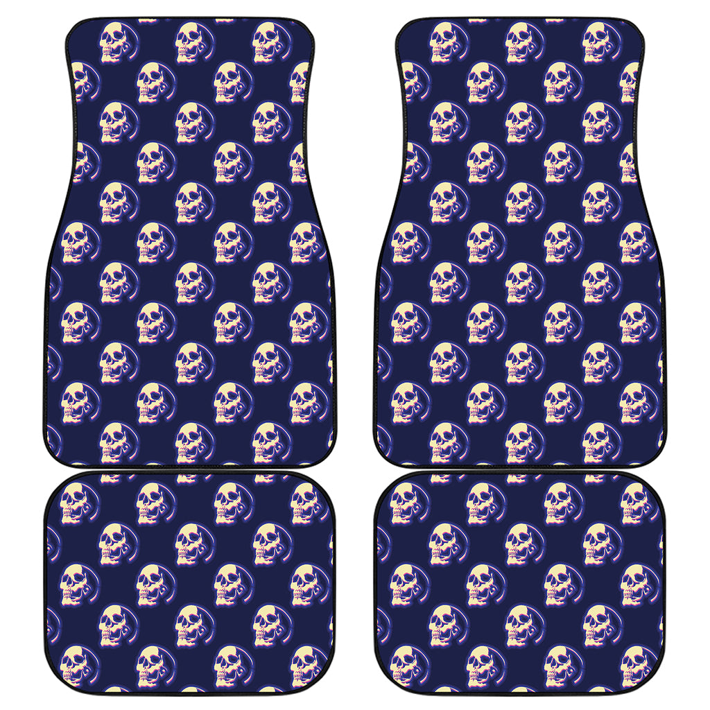 Trippy Skull Pattern Print Front and Back Car Floor Mats