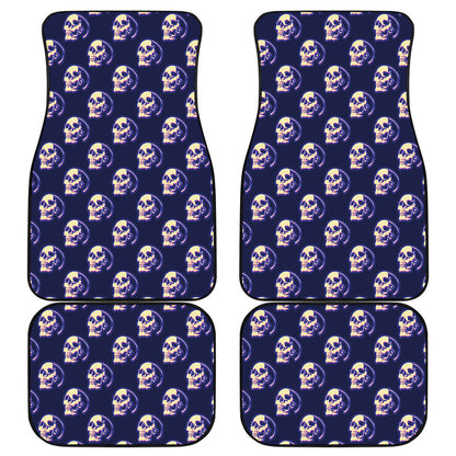 Trippy Skull Pattern Print Front and Back Car Floor Mats