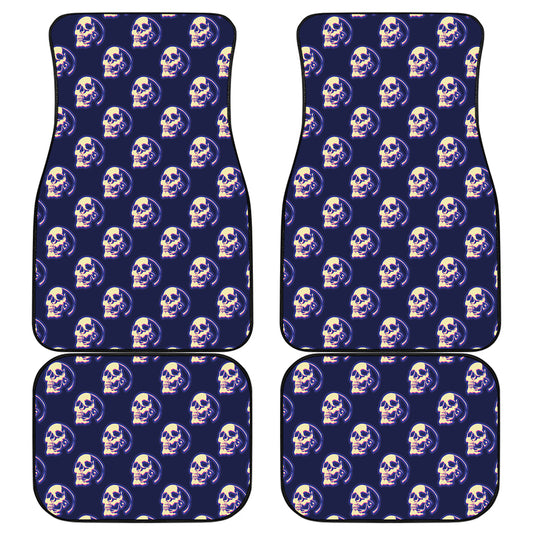 Trippy Skull Pattern Print Front and Back Car Floor Mats