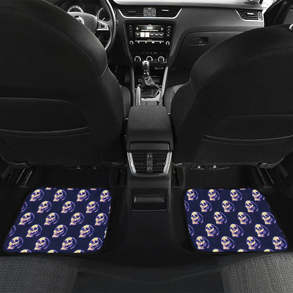 Trippy Skull Pattern Print Front and Back Car Floor Mats