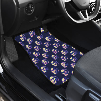 Trippy Skull Pattern Print Front and Back Car Floor Mats