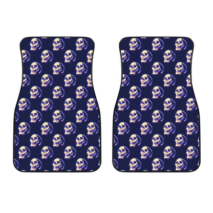Trippy Skull Pattern Print Front Car Floor Mats