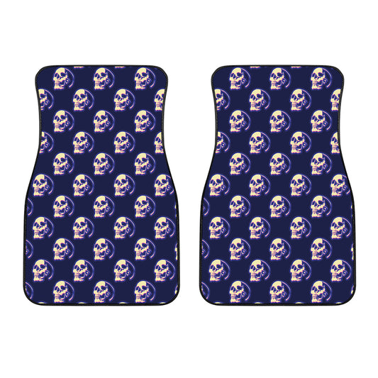 Trippy Skull Pattern Print Front Car Floor Mats