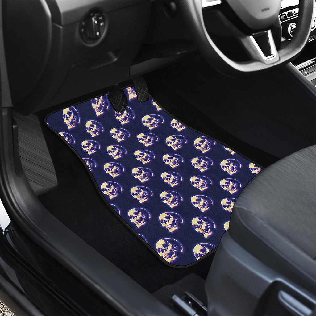 Trippy Skull Pattern Print Front Car Floor Mats
