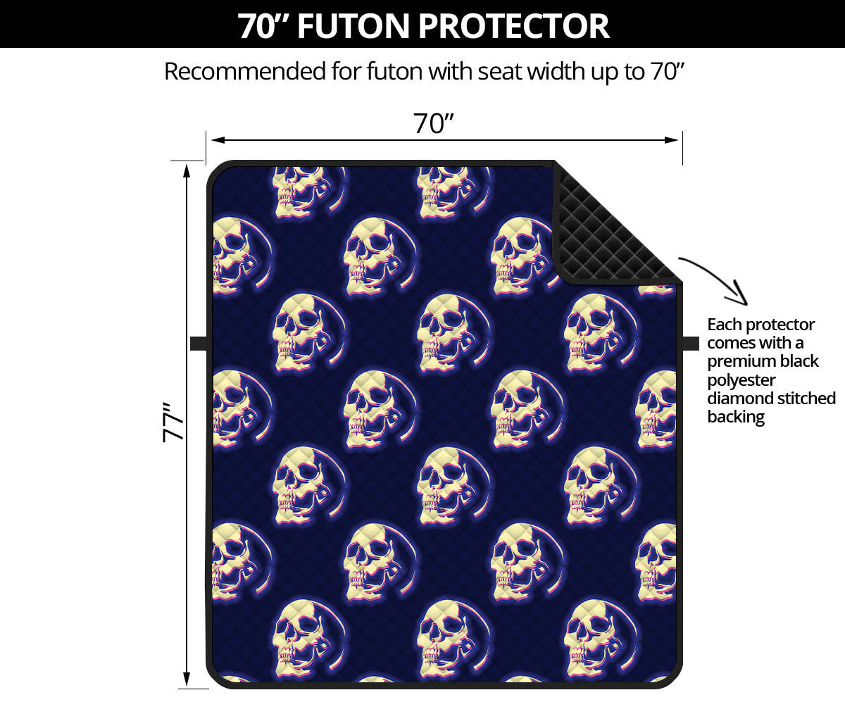 Trippy Skull Pattern Print Futon Protector