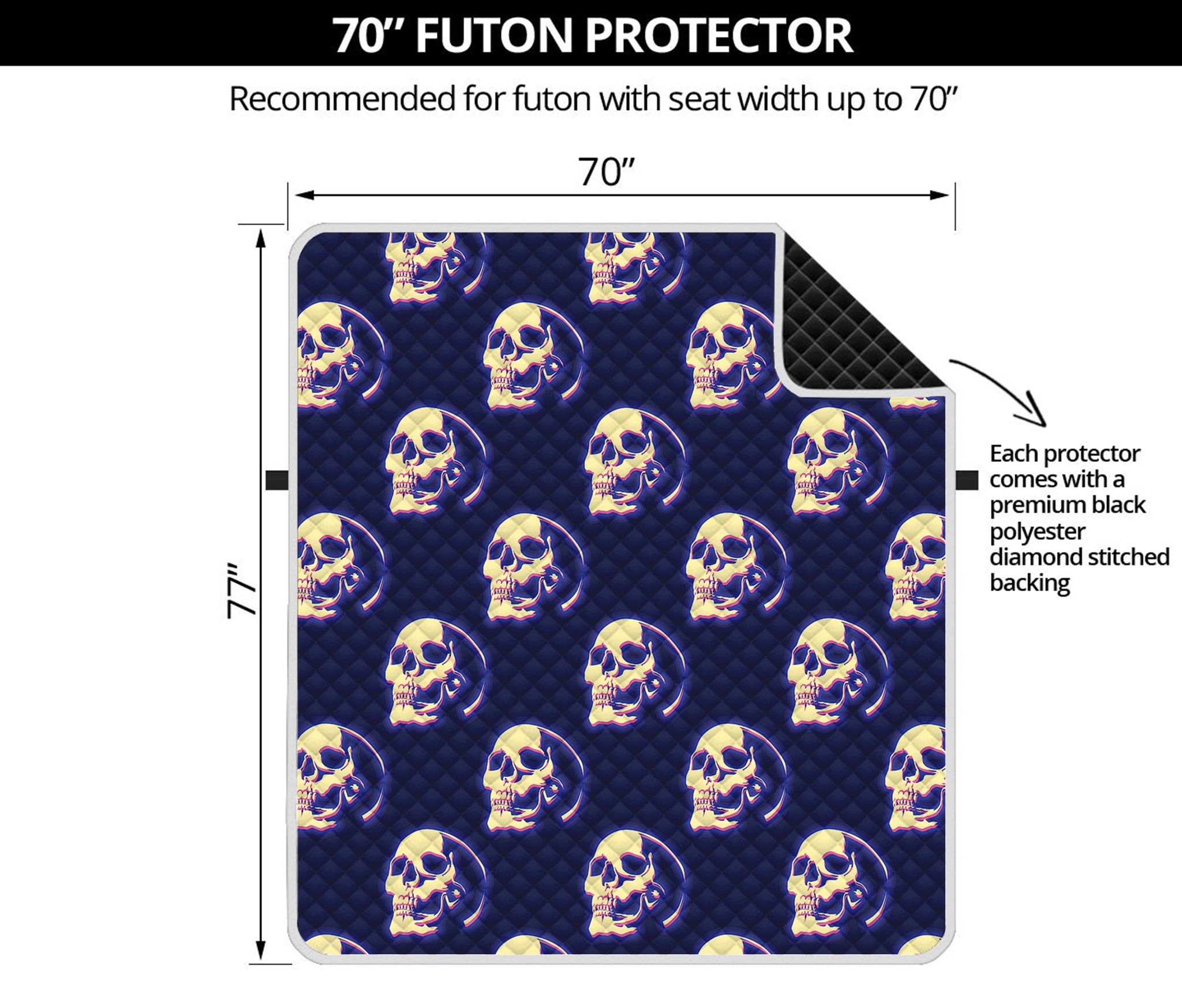 Trippy Skull Pattern Print Futon Protector