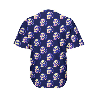 Trippy Skull Pattern Print Men's Baseball Jersey