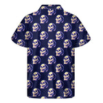 Trippy Skull Pattern Print Men's Short Sleeve Shirt