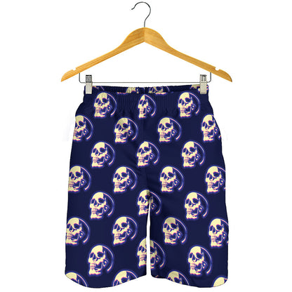 Trippy Skull Pattern Print Men's Shorts