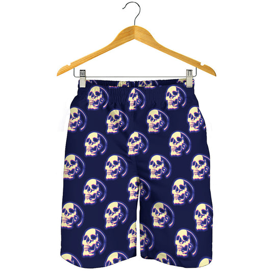 Trippy Skull Pattern Print Men's Shorts
