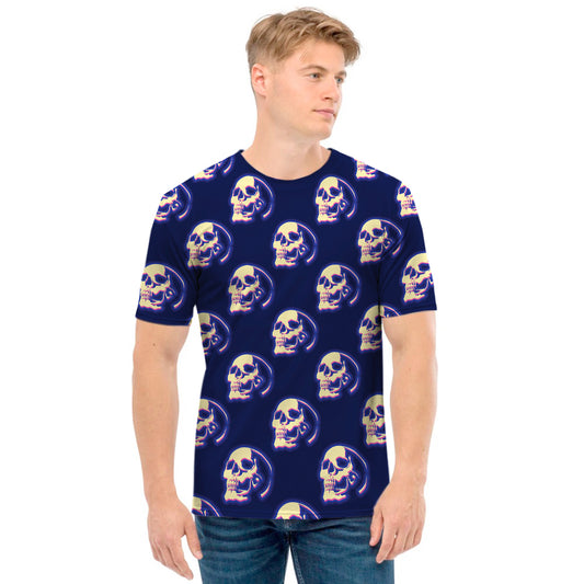 Trippy Skull Pattern Print Men's T-Shirt