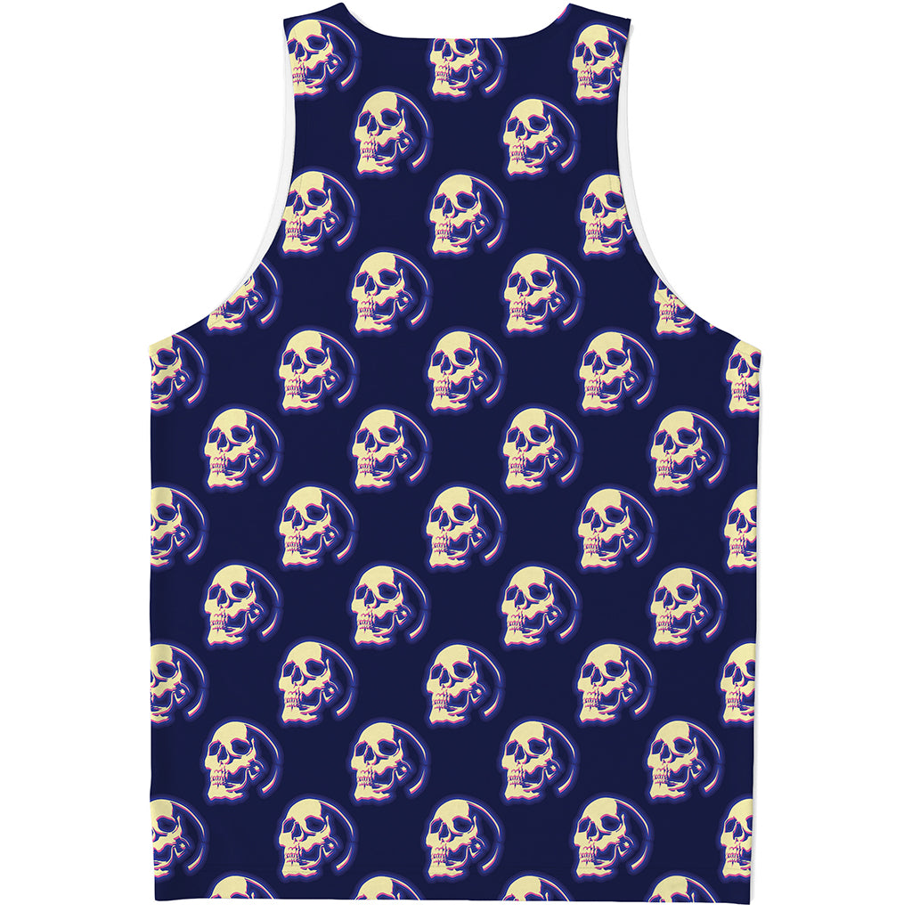 Trippy Skull Pattern Print Men's Tank Top