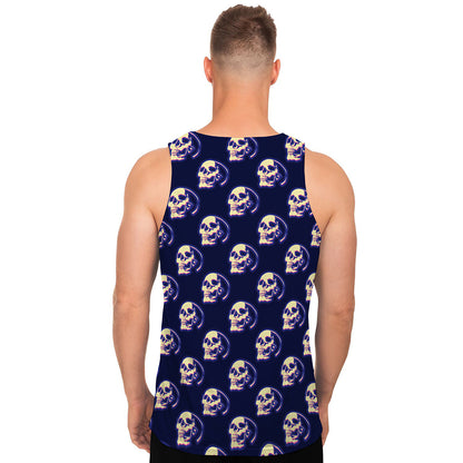 Trippy Skull Pattern Print Men's Tank Top