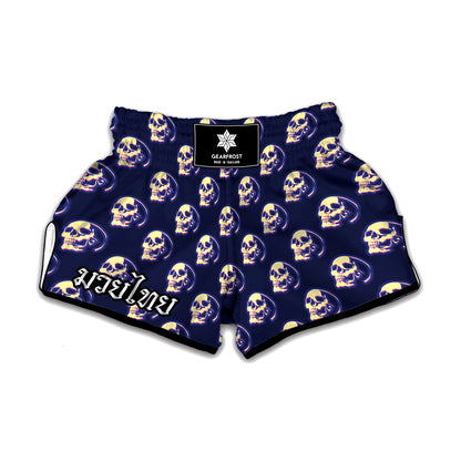 Trippy Skull Pattern Print Muay Thai Boxing Shorts