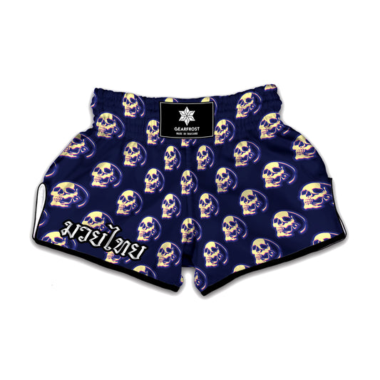 Trippy Skull Pattern Print Muay Thai Boxing Shorts