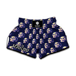 Trippy Skull Pattern Print Muay Thai Boxing Shorts