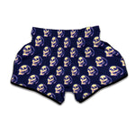 Trippy Skull Pattern Print Muay Thai Boxing Shorts