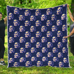 Trippy Skull Pattern Print Quilt