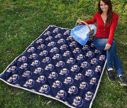 Trippy Skull Pattern Print Quilt