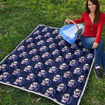 Trippy Skull Pattern Print Quilt