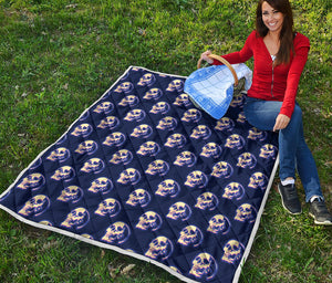 Trippy Skull Pattern Print Quilt