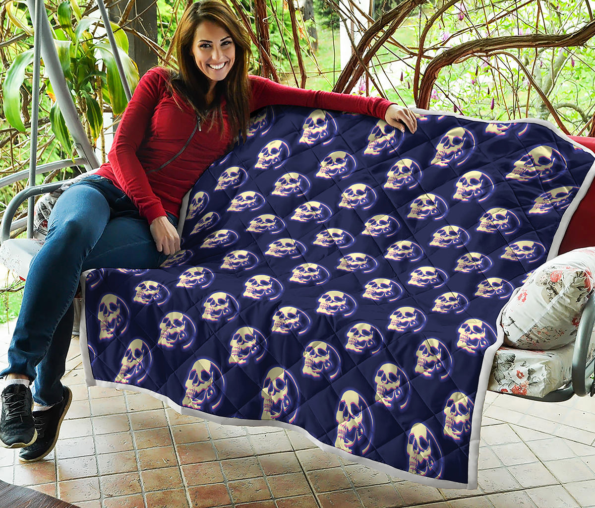 Trippy Skull Pattern Print Quilt