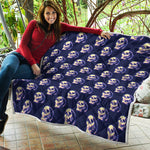 Trippy Skull Pattern Print Quilt