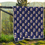 Trippy Skull Pattern Print Quilt