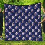 Trippy Skull Pattern Print Quilt