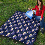 Trippy Skull Pattern Print Quilt