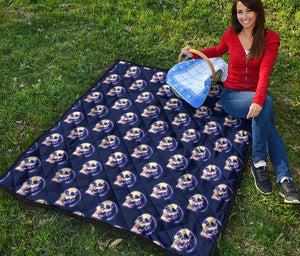 Trippy Skull Pattern Print Quilt