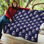 Trippy Skull Pattern Print Quilt