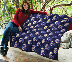 Trippy Skull Pattern Print Quilt