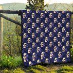 Trippy Skull Pattern Print Quilt