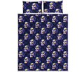 Trippy Skull Pattern Print Quilt Bed Set