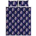 Trippy Skull Pattern Print Quilt Bed Set