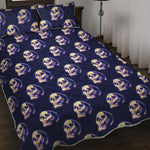 Trippy Skull Pattern Print Quilt Bed Set