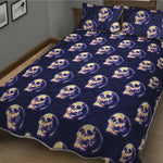 Trippy Skull Pattern Print Quilt Bed Set