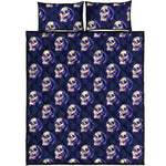 Trippy Skull Pattern Print Quilt Bed Set