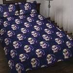 Trippy Skull Pattern Print Quilt Bed Set
