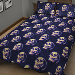 Trippy Skull Pattern Print Quilt Bed Set