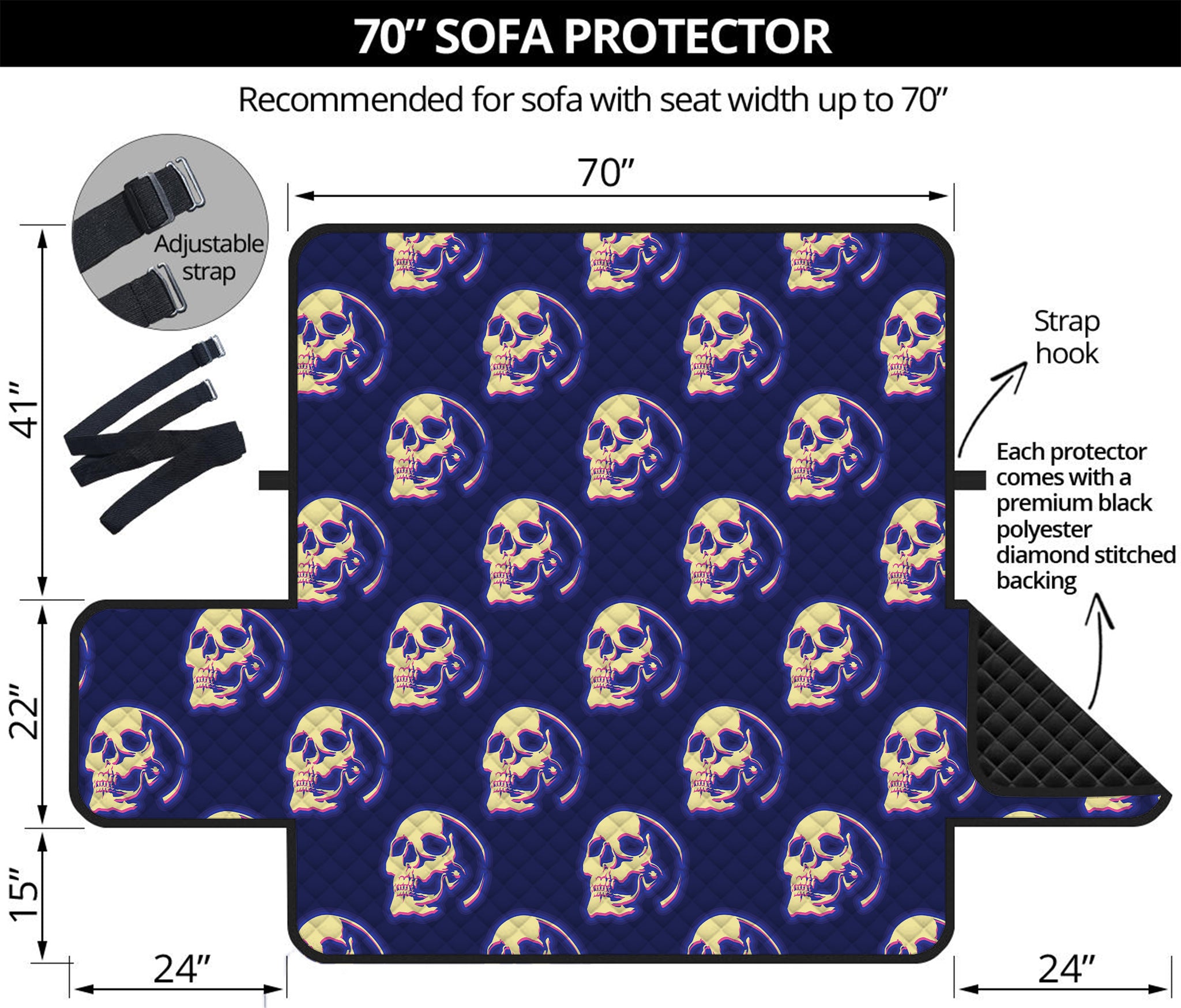 Trippy Skull Pattern Print Sofa Protector