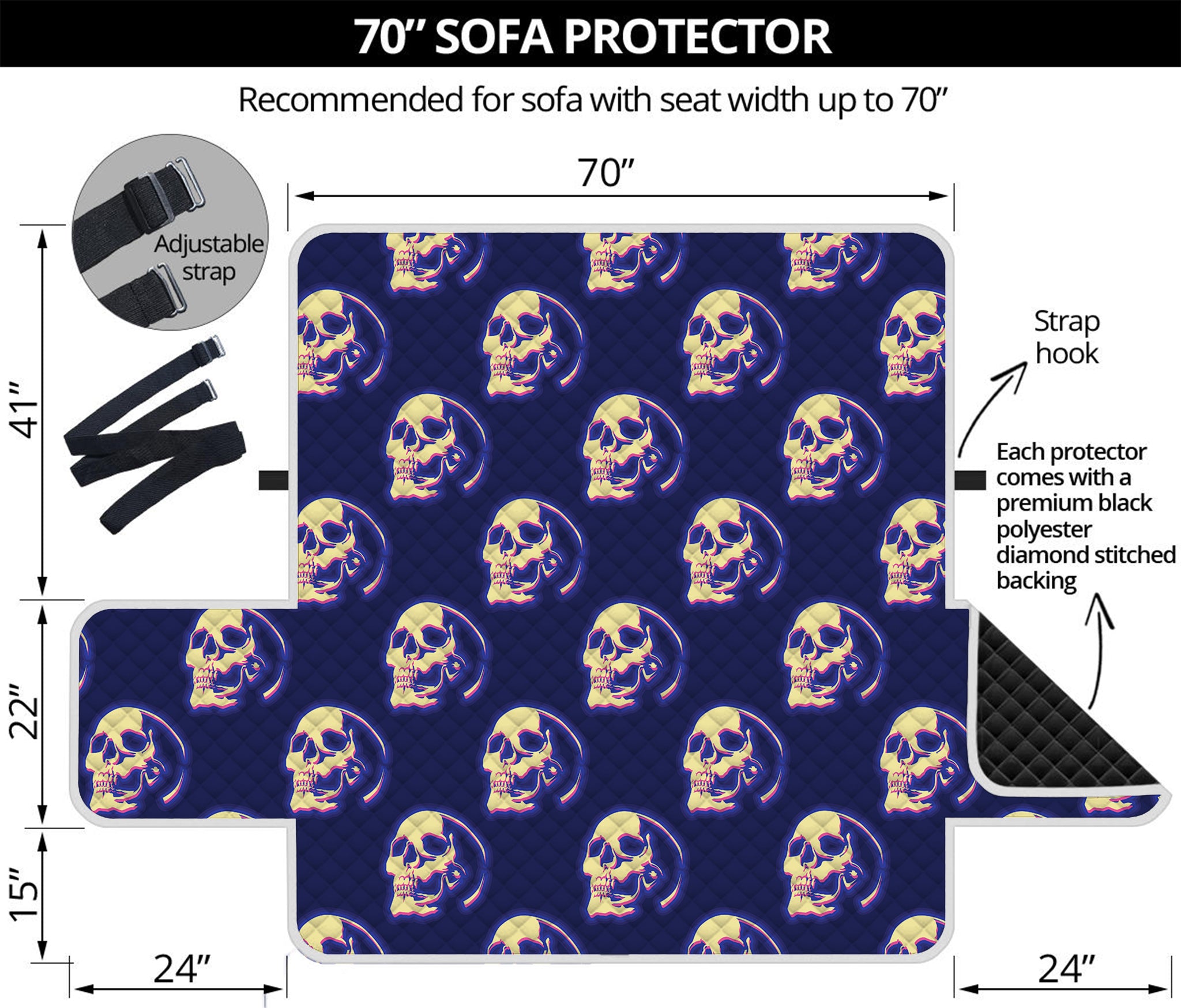 Trippy Skull Pattern Print Sofa Protector