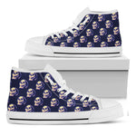 Trippy Skull Pattern Print White High Top Shoes
